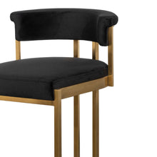 Load image into Gallery viewer, Midnight Black Velvet Bar Stool- Golden Base
