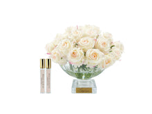 Load image into Gallery viewer, COTE NOIRE LUXURY CENTREPIECE - 37 ROSEBUDS IN BLUSH & GOLD BADGE
