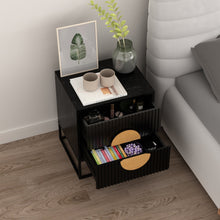 Load image into Gallery viewer, BELMONTE Fluted Bedside Table in Black