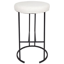 Load image into Gallery viewer, Blackley Black Iron Kitchen Stool - Natural Linen