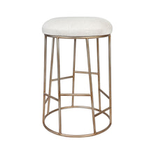 Load image into Gallery viewer, Aiden Gold Steel Kitchen Stool - Natural Linen