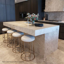 Load image into Gallery viewer, Aiden Gold Steel Kitchen Stool - Natural Linen