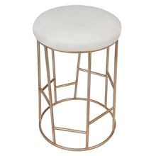 Load image into Gallery viewer, Aiden Gold Steel Kitchen Stool - Natural Linen