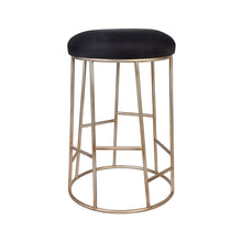 Load image into Gallery viewer, Aiden Gold Steel Kitchen Stool - Black Linen