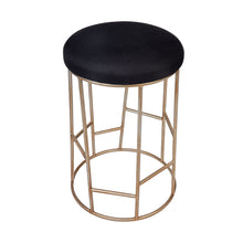 Load image into Gallery viewer, Aiden Gold Steel Kitchen Stool - Black Linen
