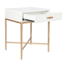 Load image into Gallery viewer, Nessa White Bedside Table - Gold