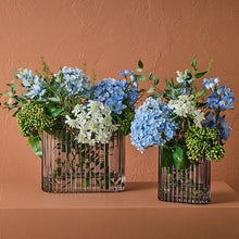 Load image into Gallery viewer, Hydrangea Delphinium Mix in Vase Arrangement