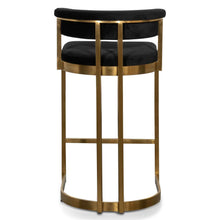 Load image into Gallery viewer, Midnight Black Velvet Bar Stool- Golden Base
