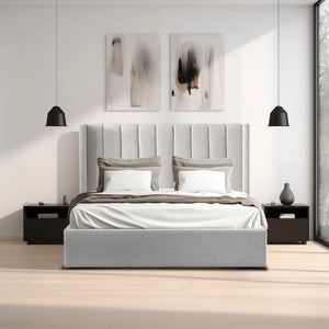 Queen Bed Frame - Wide Base in Clay Grey