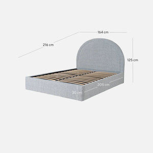 Queen Bed Frame - Cloudy Pepper Boucle with Storage