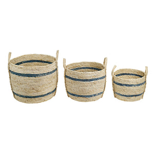 Moda Cornhusk Taupe Blue Baskets