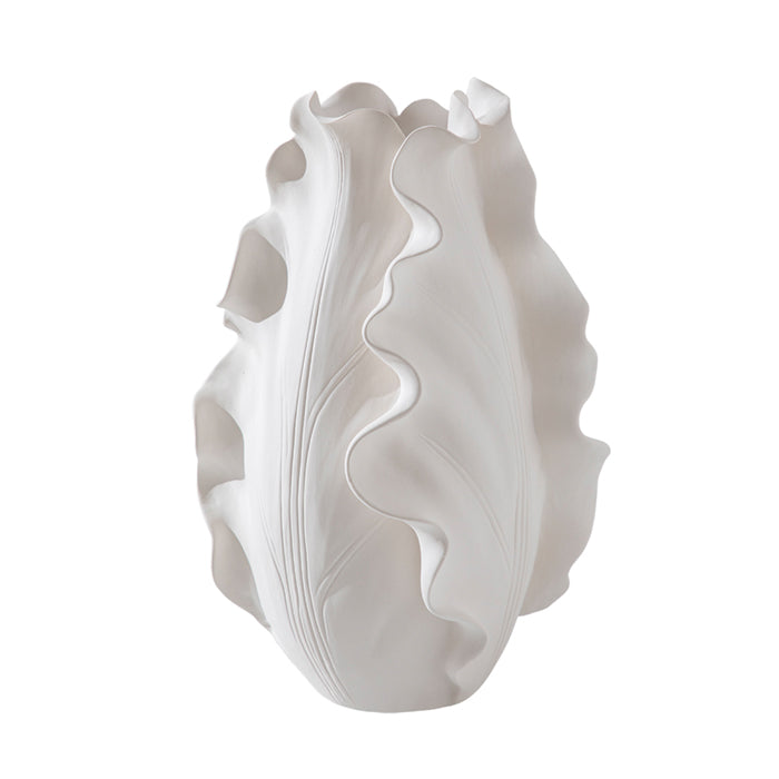 URSULA BISQUE CERAMIC LEAF VASE TEARDROP