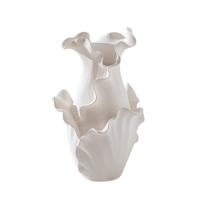 URSULA BISQUE CERAMIC LEAF VASE WAISTED