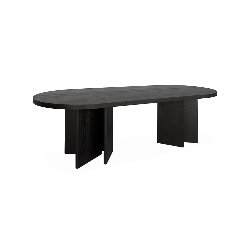 Pill Shape Dining Table - Textured Espresso Black