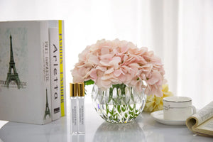 LUXURY RANGE HYDRANGEA'S - BLUSH - CRYSTAL VASE