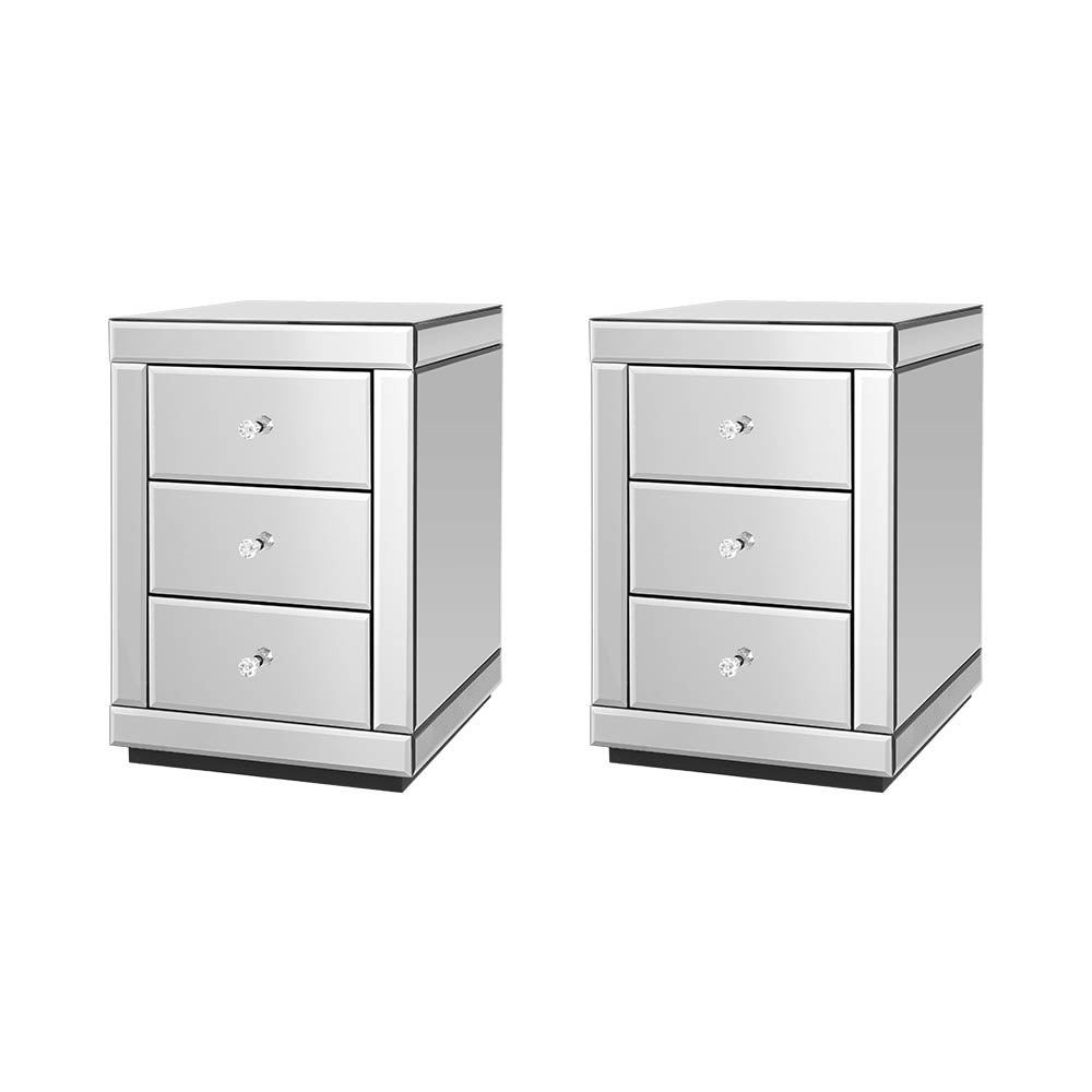 PRESIA- Set of 2 Mirrored Side Tables