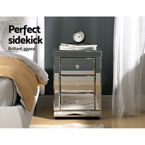 PRESIA- Set of 2 Mirrored Side Tables