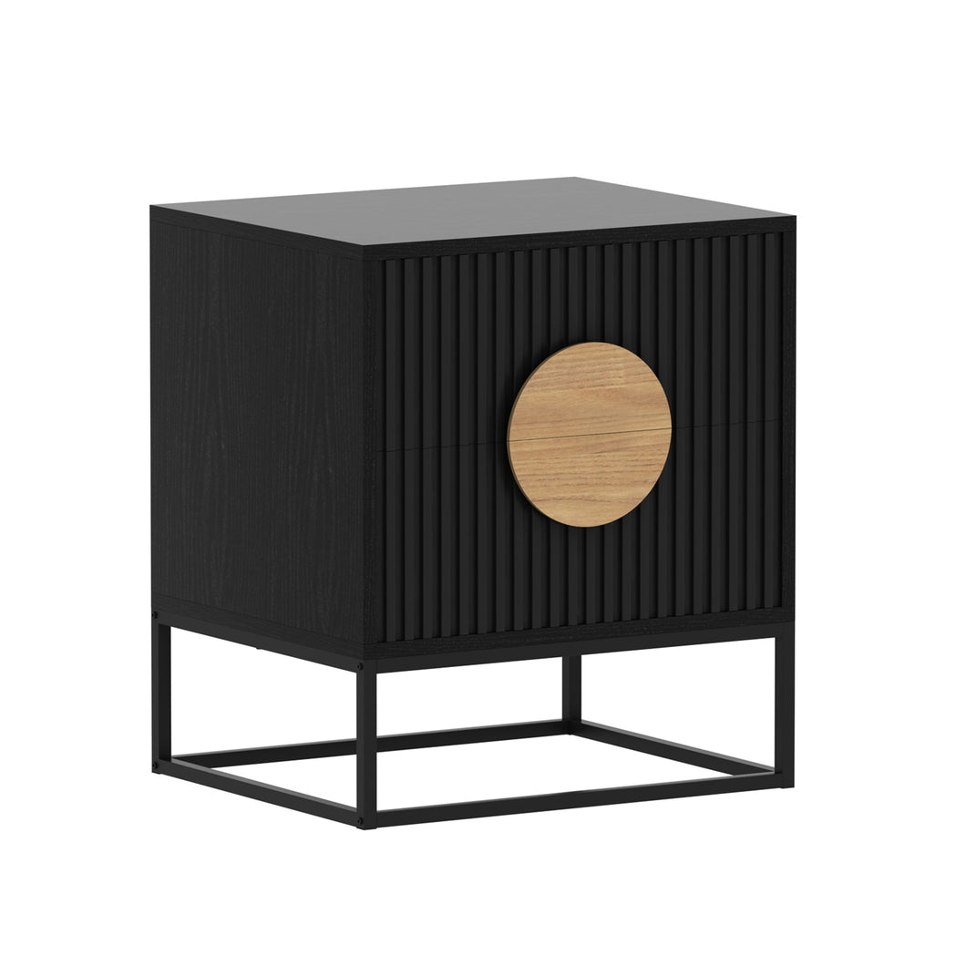 BELMONTE  Fluted Bedside Table in Black