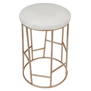 Aiden Gold Steel Kitchen Stool - Natural Linen