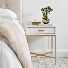 Load image into Gallery viewer, Nessa White Bedside Table - Gold
