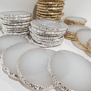 Resin Agate Coasters -Silver Trim