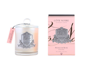 Cote Noire Silver Badge Candle - Rose Petal